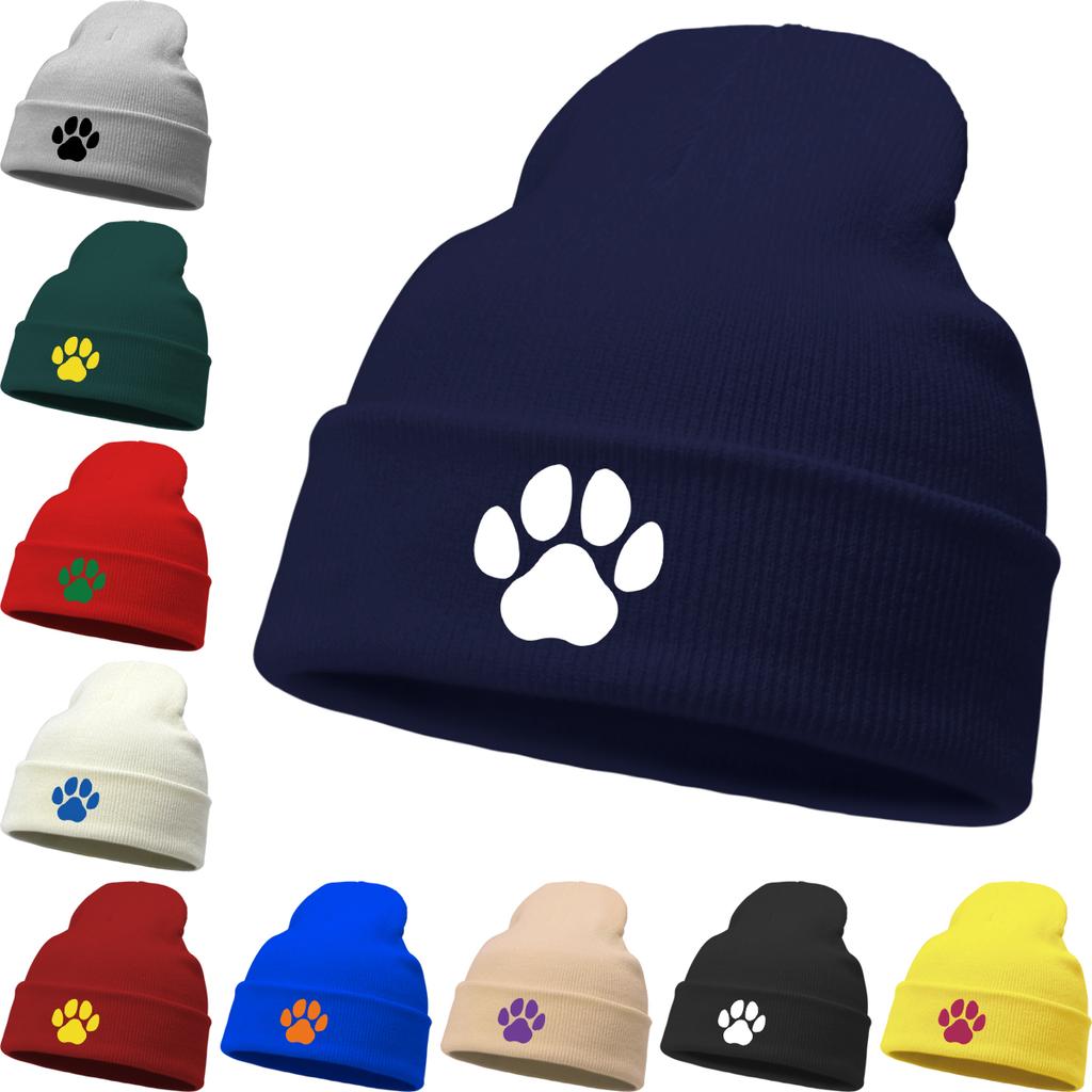 Multiple Colors Of Dog Paw Prints Winter Hats Unisex Cap Beanie Hats For Man Thermal Cozy Knit Hat Beanie Perfect For Travelling