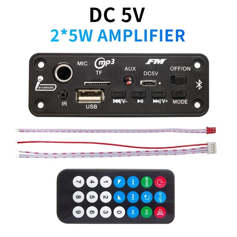 Wireless Bluetooth MP3 Decoder Board 10W DC 5V Amplifier DIY Car MP3 Player Audio FM Radio Handsfree Call Recording Support Microphone