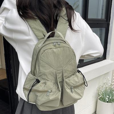 Schoolbag Korean Version Ins New High-value Solid Color Simple Personality Versatile Backpack Junior High School Students Lightweight Travel Backpack