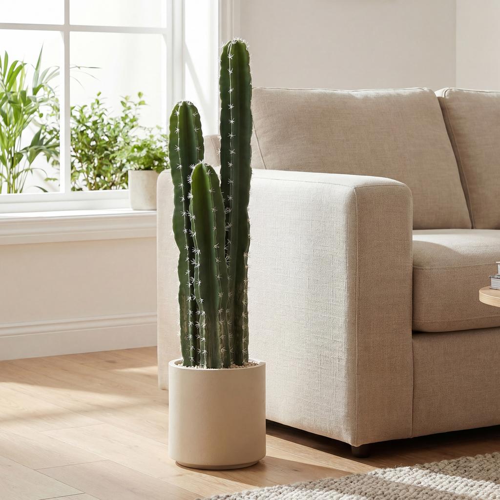Artificial Plant Cactus Plants Large 95 Cm with Pot Like Real for Home, Office, Green