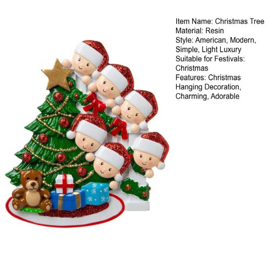 Custom Family Christmas Ornaments with Name Peeking Family of 2/3/4/5/6 Christmas Tree Ornament Holiday Gift for Family Friend