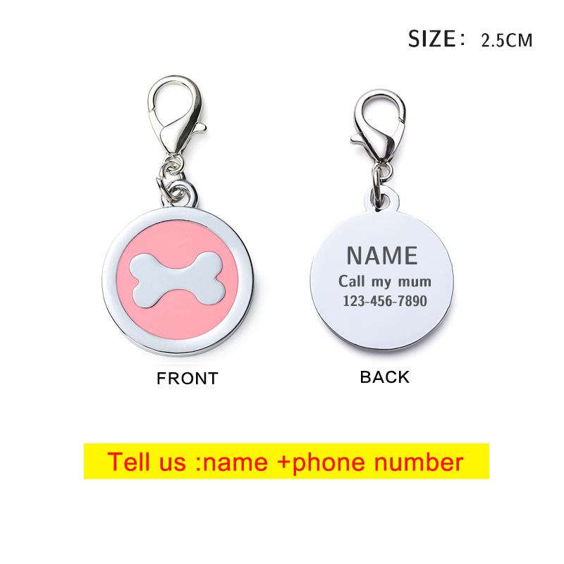 Round Bone Metal Dog Fag Pet Anti-Lost Identity Plate Color Lettering Metal Pendant Tag Pet Collar Accessories Pet Supplies