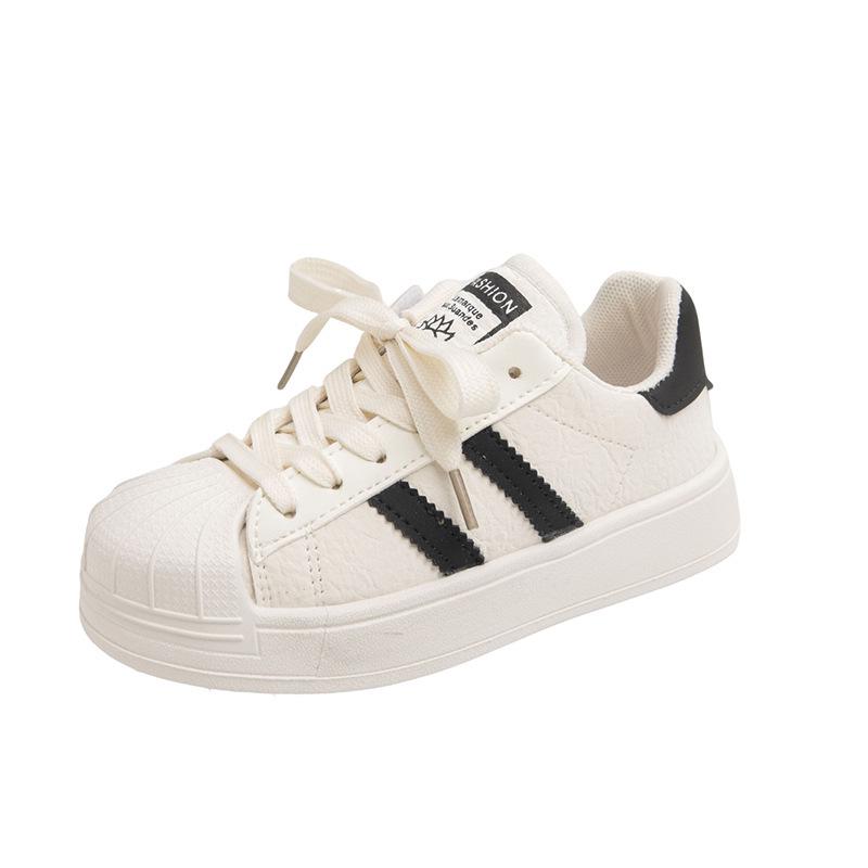 

Kids White Shell Toe Sneakers - Soft Sole, Korean Style, Boys & Girls Spring Casual Shoes 28 inside length 17