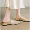 Fashion Hollow Baotou Cool Drag 2025 New Summer Square Toe Women's Flat Sandals