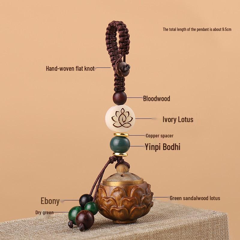 2021 Green Car Keychain G Buckle: Women's Mobile Phone Strap with Sandalwood Hollow Sachet Pendant