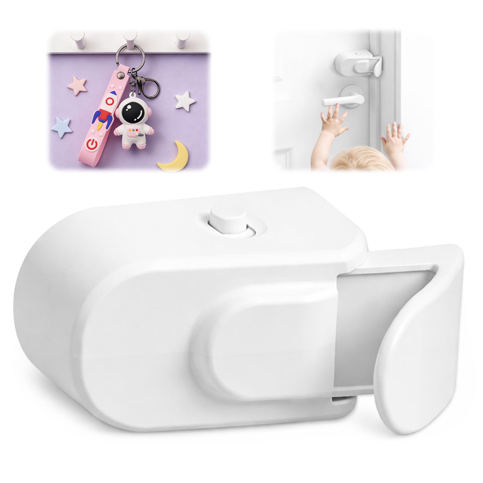 

Door Locks for Kids Safety from Inside, Interior Door Lock for Bedroom Doors, Snap-On Easy Install, No-Drill Installation (4 PCS, White) (White,1) білий