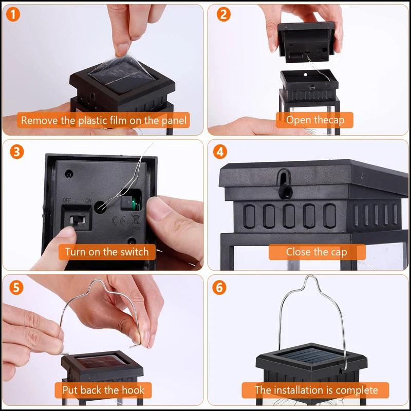Solar LED Lights Lanterns Panel Candle Indoor Hanging Balcony Decoration Lighting for Garden Solar Led Light Outdoor