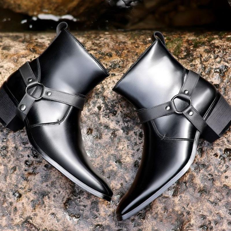 Fashion High Quality Men's Chelsea Boots Casual Leather Shoes Classic Western Cowboy Knight Boots Side Zipper Formal Boots for Men Botas