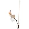 Wooden Cat Funny Stick Wand Pet Teaser Mice Toys with Crisp Bell Feather and Linen Mouse