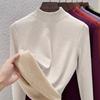 Autumn and winter women's clothing containing wool and silk bottoming shirt women's inner heating fleece warm turtleneck top with fleece and thicker