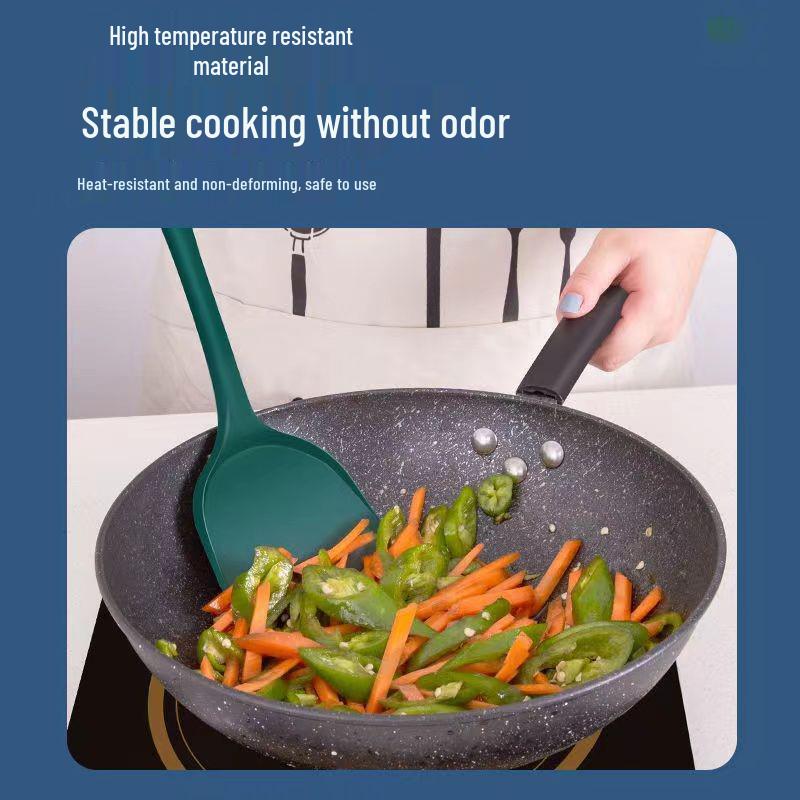 High-Temperature Resistant Silicone Spatula and Ladle Set - Anti-Scald, Slotted Design for Cooking