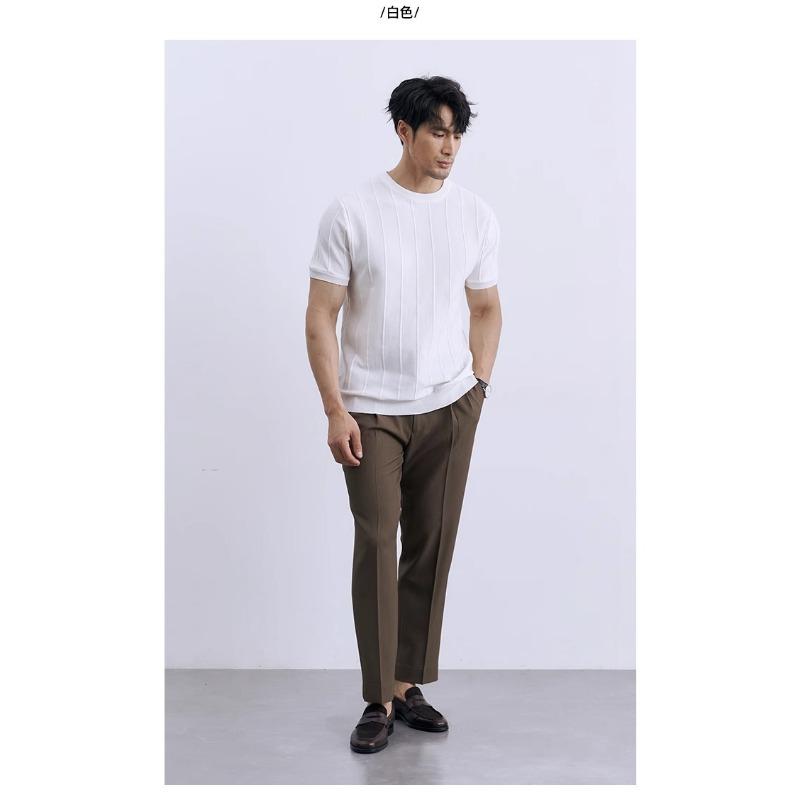 Men S Short Sleeve T Shirt Slim Fit Ice Silk Summer Business Inner Wear