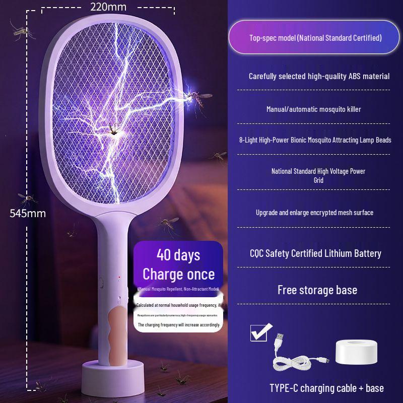 Tapette Électrique Rechargeable Anti-Moustiques et Mouches - Répulsif et Tueur de Moustiques Automatique, Durable et Puissant.