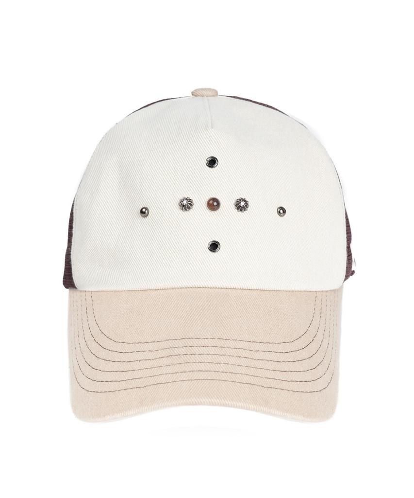 Aleseueseussi Western Rivet Mesh Cap - Brown/Beige