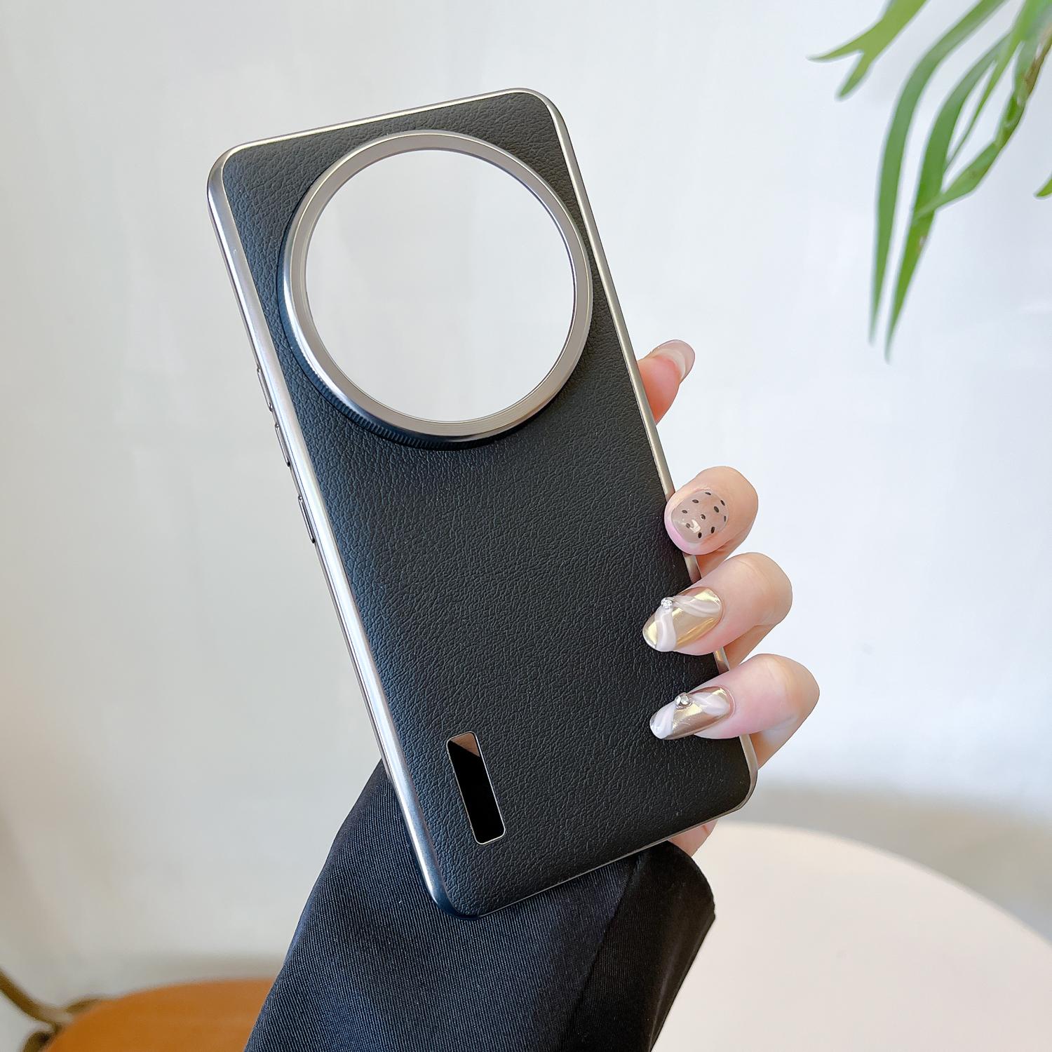 

For Xiaomi 14 Ultra 12S 13 Ultra Mi 15 Ultra, Metal Camera Protection Phone Cover Funda Litchi Leather Electroplating Hard Case Xiaomi 12S Ultra чёрный