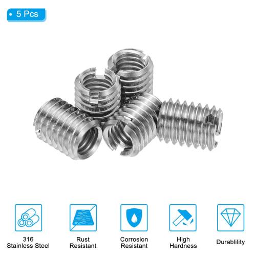 PATIKIL Insert Nuts, 5pcs M8 x M6 x 10mm, Reducer Nuts, Insert Nut Sleeves, Self-Tapping Embedded Nuts, 316 Stainless Steel, Slotted, for Screw Repair