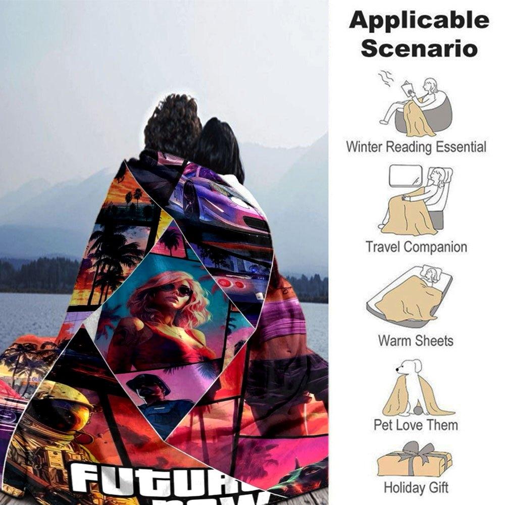 1 peça Cobertor Macio de Flanela Grand Theft Auto com Estampa de Designer Um cobertor aconchegante para todas as estações, perfeito para o sofá, cama, escritório
