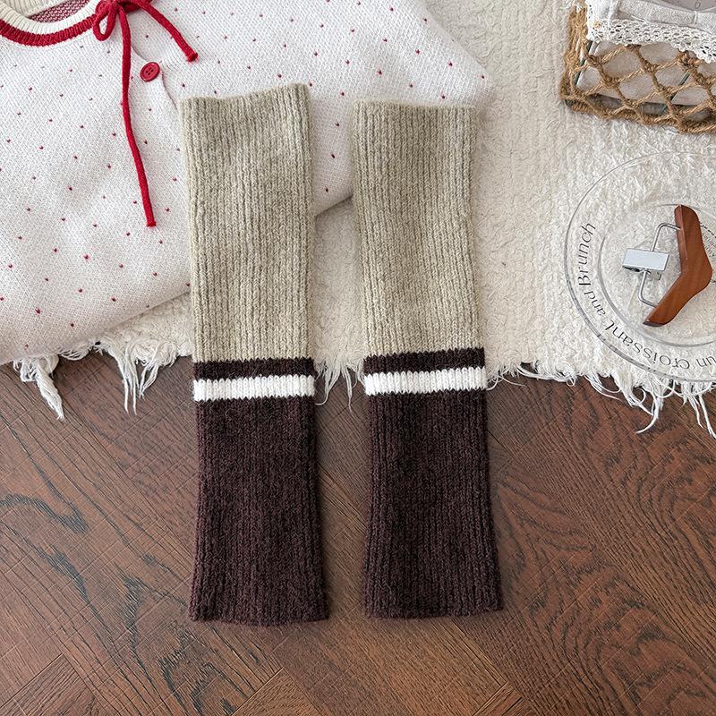 

Contrasting Knit Leg Warmers Warm Wool Leg Warmer Set American Long Socks Retro Wool Sock Sets For Skirts Jeans Yoga One Size