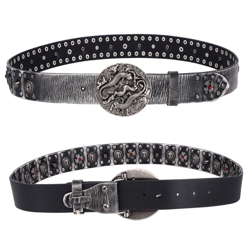 3,8 CM curea cu nituri retro punk cataramă netedă din piele de vacă curea din piele naturală Ceinture homme curea pentru bărbați blugi curea masculină Riem lată