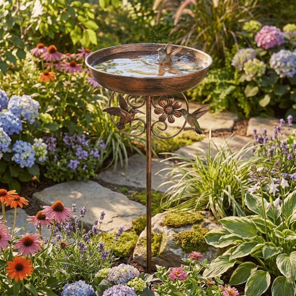 Five Prongs Base Metal Bird Feeder Heavy Duty Feeding Stations Garden Birdbath  Lawn