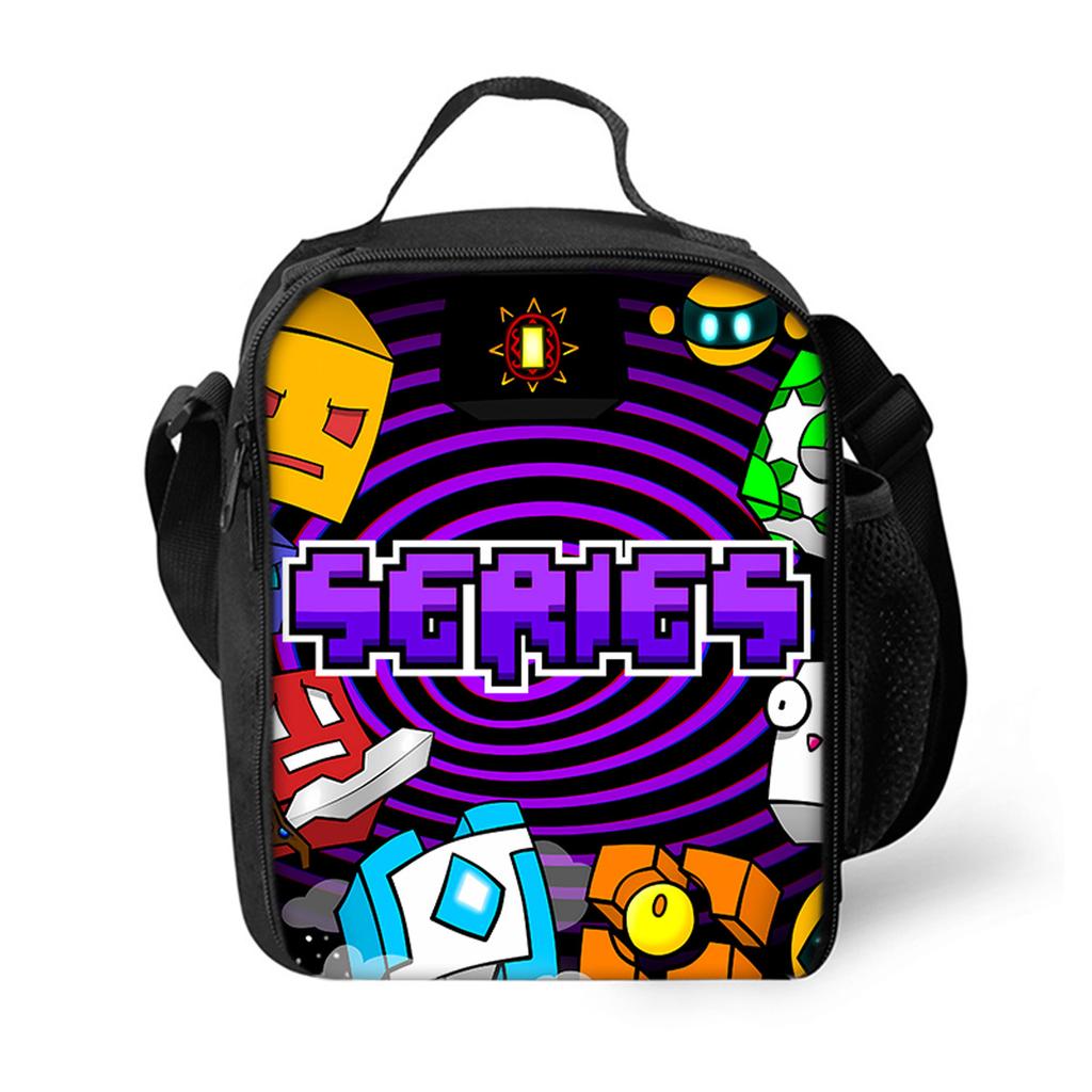 Luxus Neuheit Umhängetasche Geometry Dash Brotdose Thermoisolierung Essen Lunchtasche 3D-Druck Picknick Isolierte Handtaschen Eisbeutel