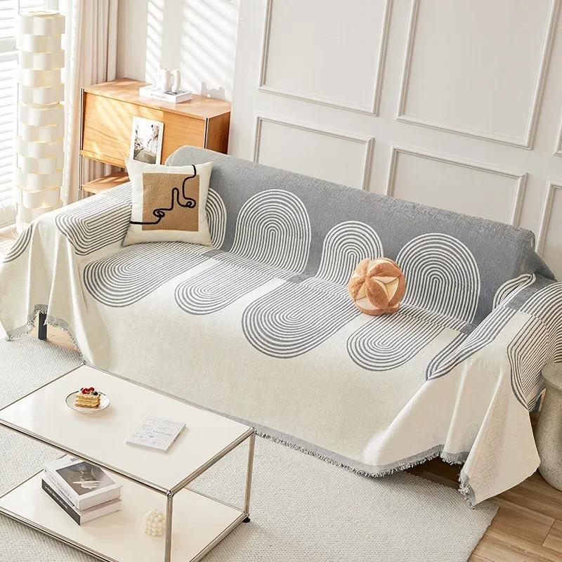 Nordic Tassel Throw Blanket Single Full Four Season Cotton Sofa Cover Dust Anti-cat Scratch Protection Cover Sofa Blanket Carpet