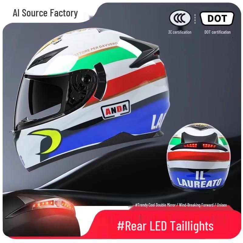 3C Certified Full Face Motorcycle Helmet for Men & Women - All-Season, Trendy Autumn/Winter Design