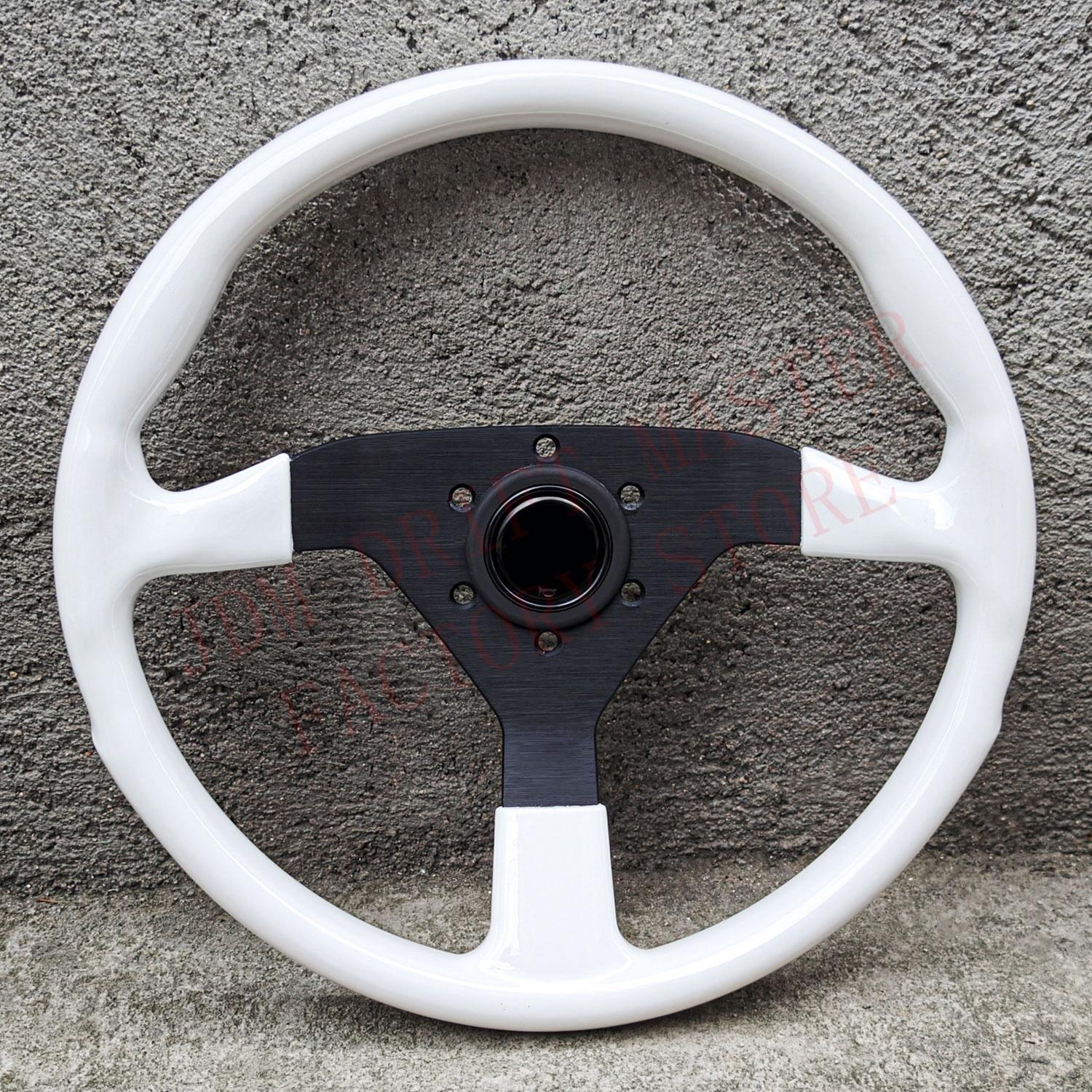 JDM Montecarlo Vintage Wood Style Steering Wheel 14inch Universal ABS White Sim Racing Steering Wheel Auto Accessories белый