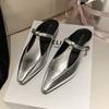 Elegant Pointed Toe Women Slippers Fashion Mules Shoes Heeled Sandals 2025 Designer Slides Summer New Luxury Flip Flops Mujer