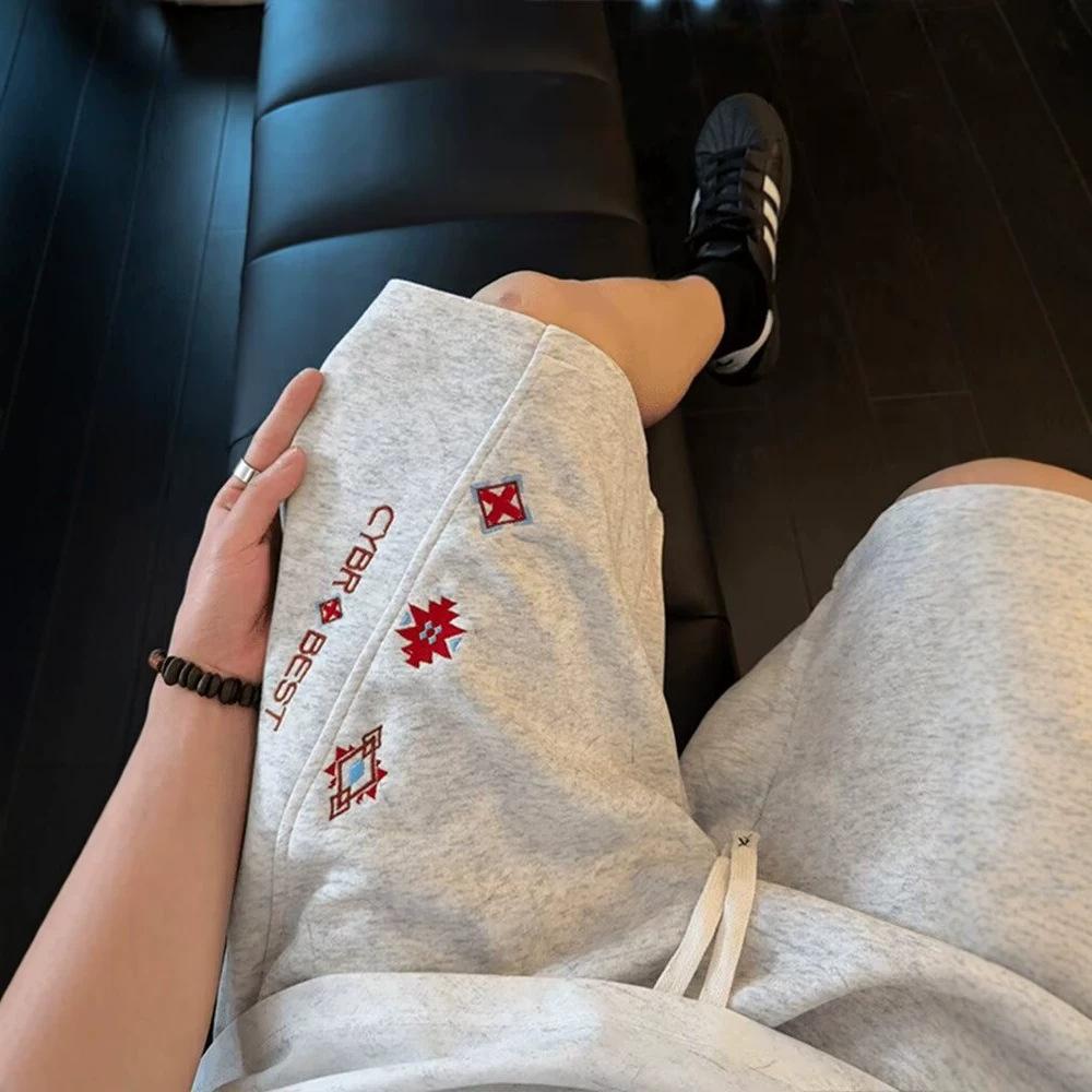 American tie-dye diagonal cut embroidered shorts men's summer trendy brand loose five-point pants ruffian handsome sweatpants basketball pants