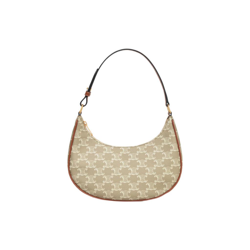 Celine Ava Monogram Print Zip Closure Leather Trim Handbag Women Handbags Beige 193952FLB-02GR