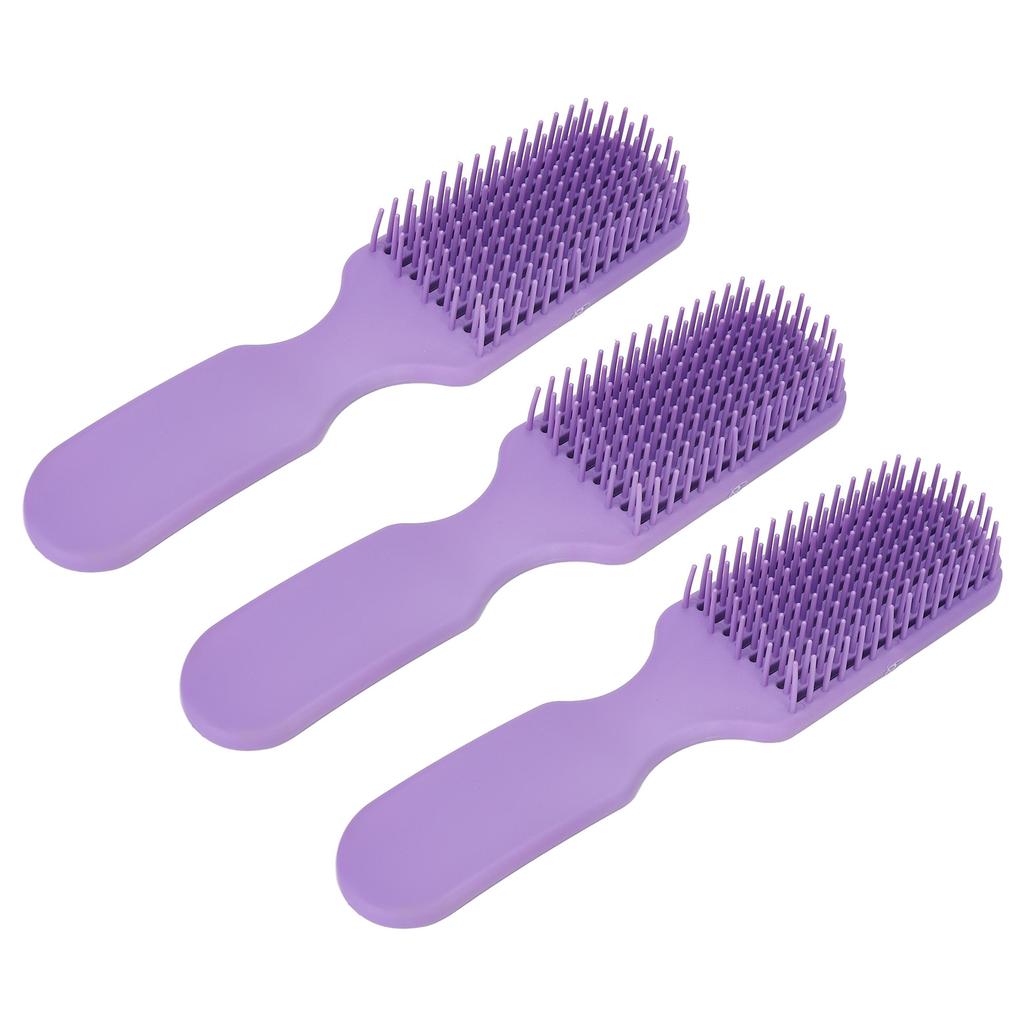 3pcs Hair Brush Purple Hollow Wide Tooth Plastic Anti Static Massage Detangling Hair Comb for All