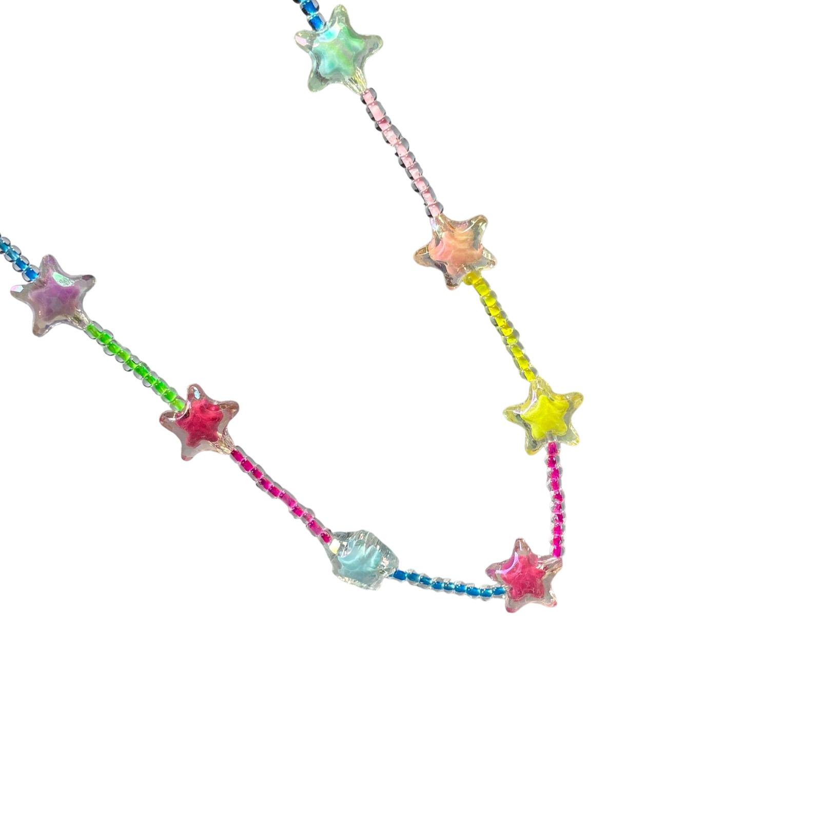 

Трендовое дофаминовое ожерелье/браслет «Звезда» с радужными бусинами для женщин, модные многослойные цепочки, ювелирный подарок A