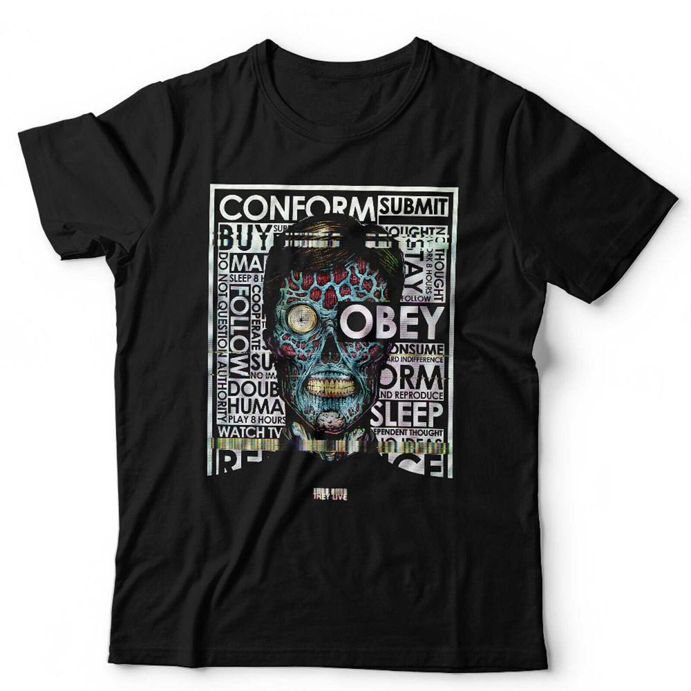 They Live Tshirt Glitch Unisex Retro Vintage 80s Movie Horror Sci Fi Unisex T-Shirt L