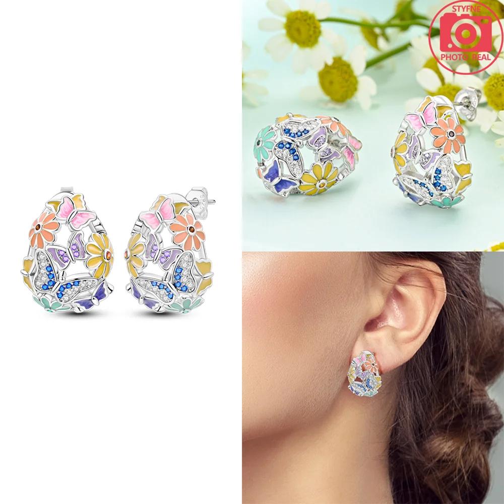 

Authentic Original Copper Metal Sunflower Woman Earring Moon Flower Butterfly Dragonfly Earring Accessories Valentines High Quality Fine Perfect Gift