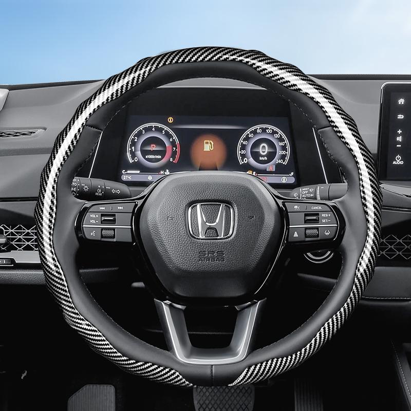 Suitable for Honda Carbon Fiber Texture Steering Wheel Cover Snap-On Wave-Shaped Sports Design Protective Shell Crv Civic Accord Hrv