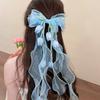 Pendant Tassel Muguet Flower Hairpin Mesh Ribbon Organza Bowknot Barrette Bridesmaids