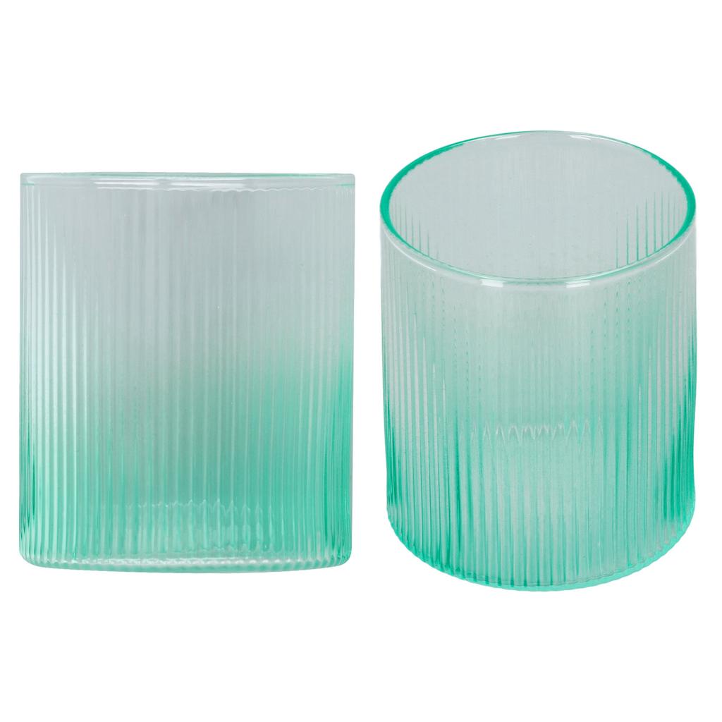 Borosilicate Glass Cup Gradient Vertical Stripes Mug for Water Milk Latte Cappuccino TeaGreen