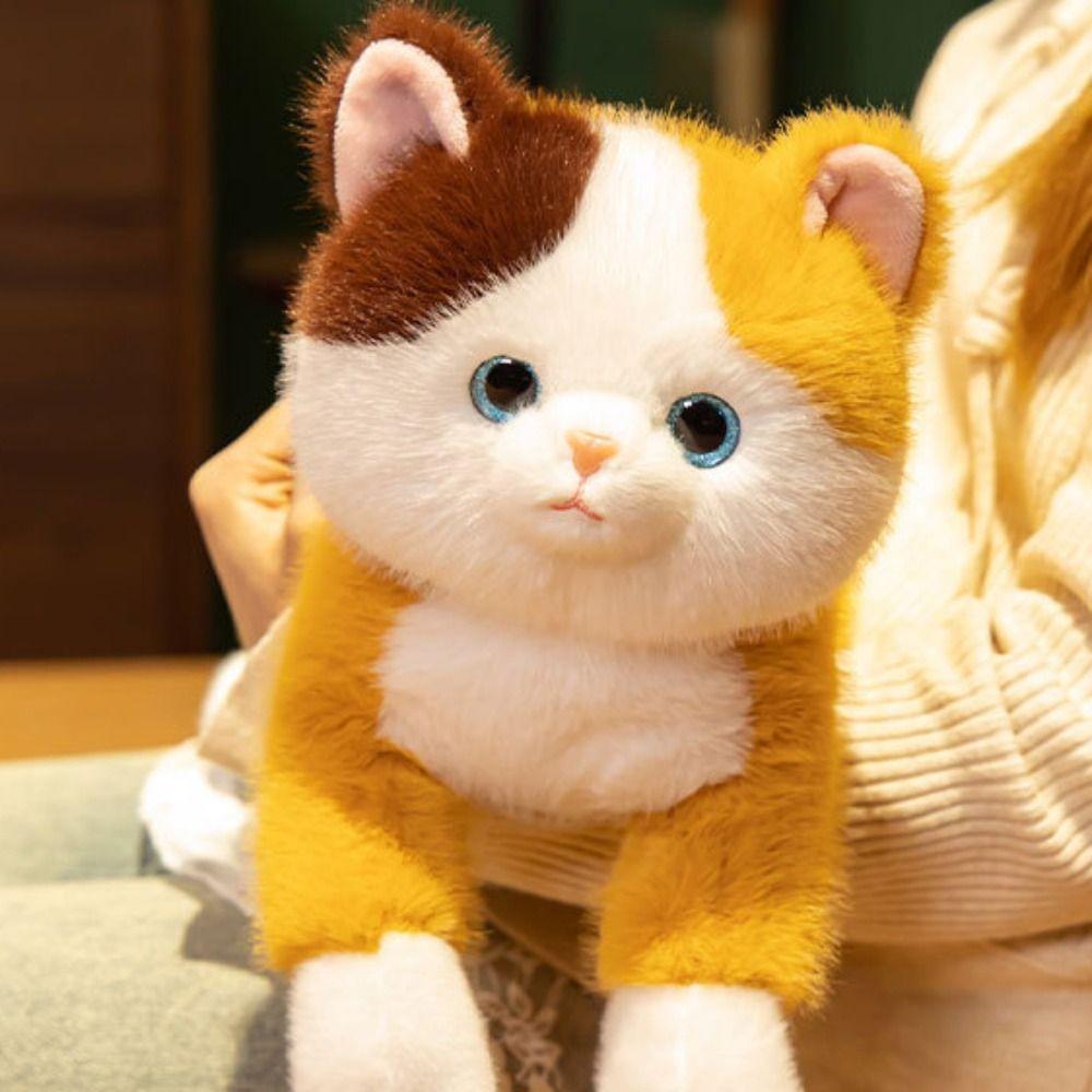 Cuddly Kitten Toys Lying Prone Soft Texture Imitation Lying Cat Toys Cute Lovely Simulation Stuffed Cat Gift Giving