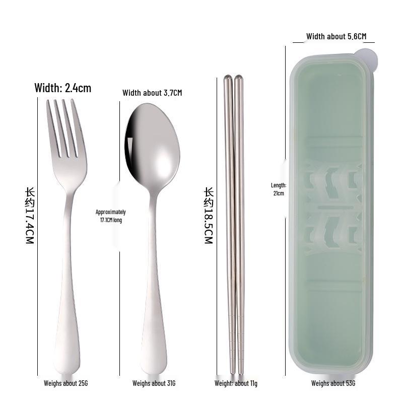 Portable Stainless Steel Cutlery Set: Fork, Spoon & Chopsticks - Ideal for Students & Outdoor Use