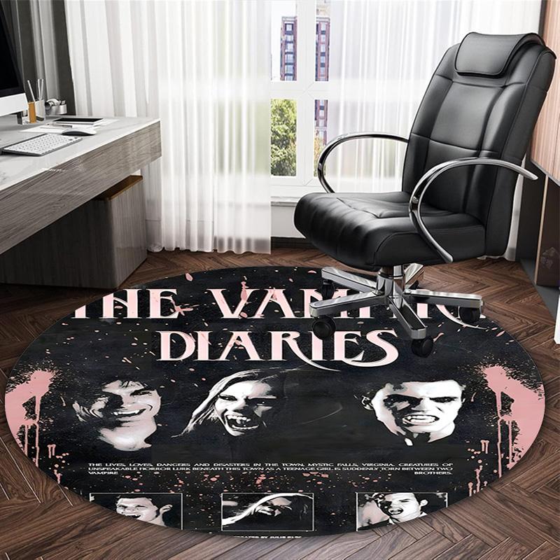 1pc The Vampire Diaries4 Print Round Carpet Chair Round Carpet Suitable for Bedroom Living Room Home Decorative Carpet