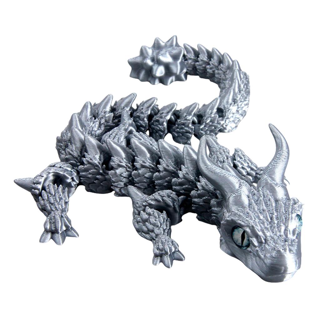 Metallic Dragon Fidgets Toy Flexible Stress Relief Figurine for Kids and Adults Portable Articulated Design