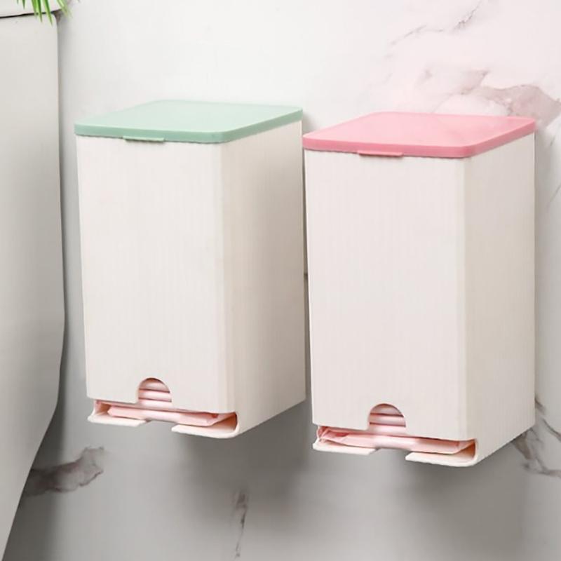 1Pcs Wall Mounted Sanitary Napkin Storage Box Tissue Paper And Cotton Swab Storage Box Multifunctional Flip Cover Box