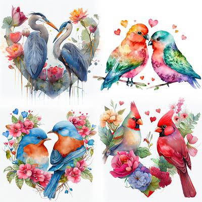 T786#Hearts Birds Wall Sticker Kids Room Background Home Decoration Mural Living Room Wallpaper Funny Decal