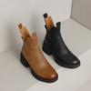 Fashion 2024 New Winter Women Shoes Platform Boots Fashion Women Boots Round Toe Chunky Heel Boots Women Solid Women Shoes Leather Shoes