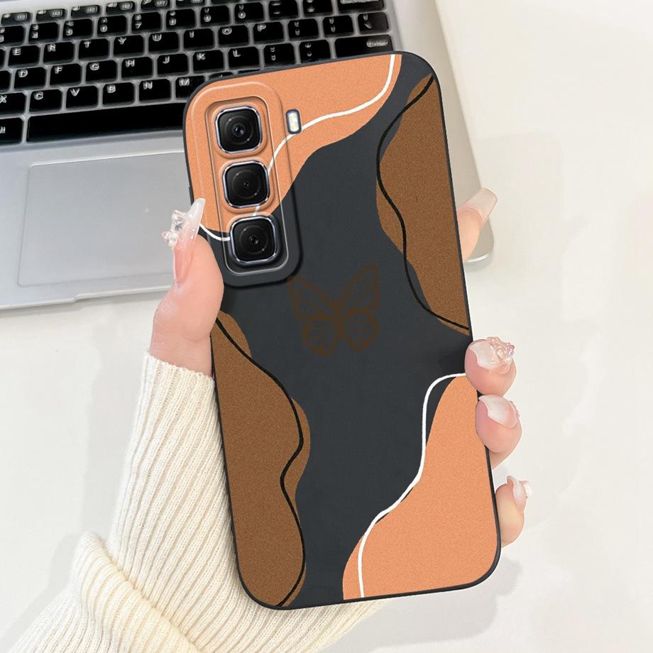 For Infinix Hot 50 50i 4G X6882 X6531 Case Liquid Silicone Soft TPU Back Cover Hot50 Hot50i Phone Funda Gothic Black Night Shell