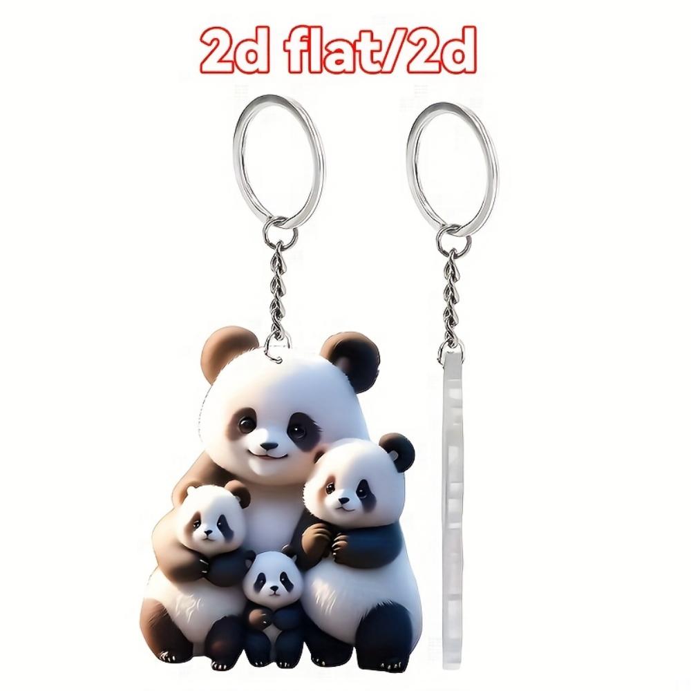 2d flat acrylic keychain pendant, Christmas decorative chain, flat decorative pendant pendant  red panda family photo pendant acrylic keychain pendant