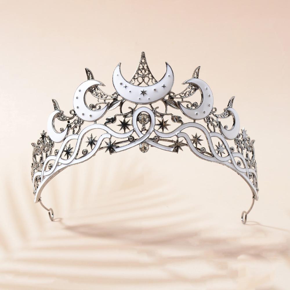Vintage Style Queen Crown Black Color Baroque Crown Dark Star Headpiece  for Women