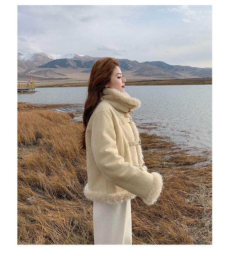 Korean Style Lamb Wool Coat for Women, 2026 Winter Collection: Thick, Warm Fur, Mid-Length, Slim-Fit, Age-Defying