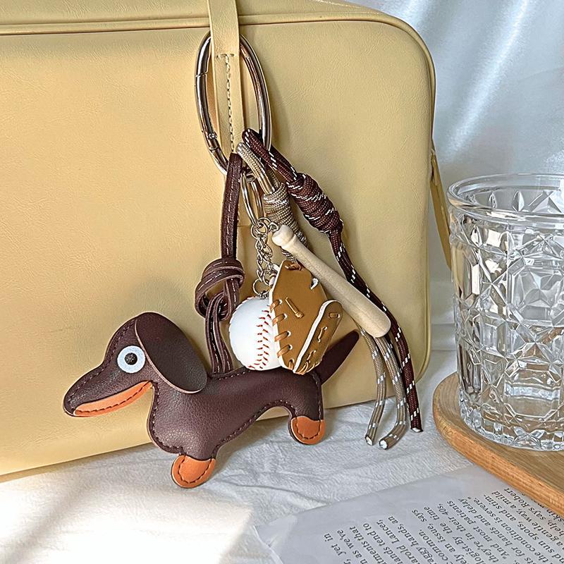 Bag Charm Mini Dog PU Leather Animals  Hanging Ornament Backpack Charm Gift for Men Women